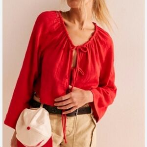 Red Long Sleeve Blouse